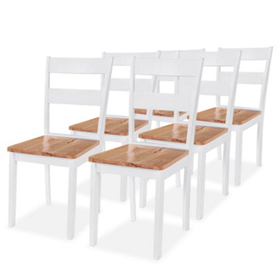 Berkfield Dining Chairs 6 pcs White Solid Rubber Wood | DIY at B&Q