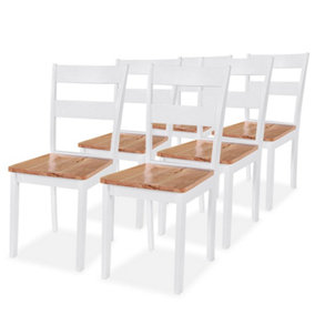 Berkfield Dining Chairs 6 pcs White Solid Rubber Wood