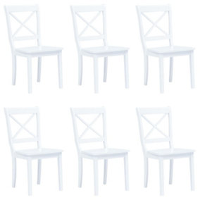 Berkfield Dining Chairs 6 pcs White Solid Rubber Wood