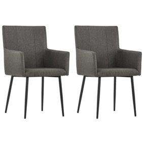 Berkfield Dining Chairs with Armrests 2 pcs Taupe Fabric