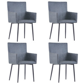 Berkfield Dining Chairs with Armrests 4 pcs Grey Faux Suede Leather