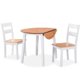 Berkfield Dining Set 3 Pieces MDF and Rubberwood White