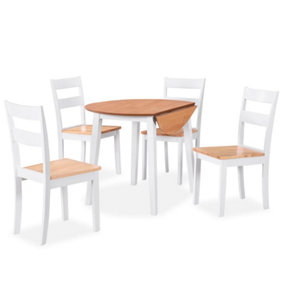 Berkfield Dining Set 5 Pieces MDF and Rubberwood White