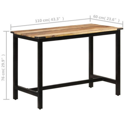 Berkfield Dining Table 110x60x76 cm Solid Wood Mango