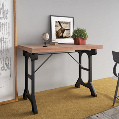Berkfield Dining Table 110x65x82 cm Solid Wood Fir and Iron