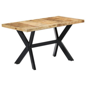 Berkfield Dining Table 140x70x75 cm Solid Rough Mango Wood