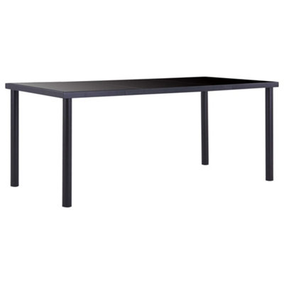 Berkfield Dining Table Black 180x90x75 cm Tempered Glass | DIY at B&Q