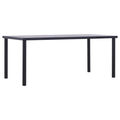 Berkfield Dining Table Black and Concrete Grey 180x90x75 cm MDF