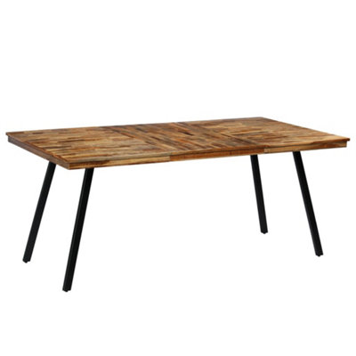 Berkfield Dining Table Reclaimed Teak and Steel 180x90x76 cm