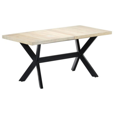 Berkfield Dining Table White 160x80x75 cm Solid Mango Wood