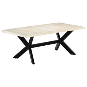 Berkfield Dining Table White 200x100x75 cm Solid Mango Wood