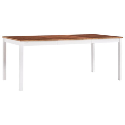 Berkfield Dining Table White and Brown 180x90x73 cm Pinewood