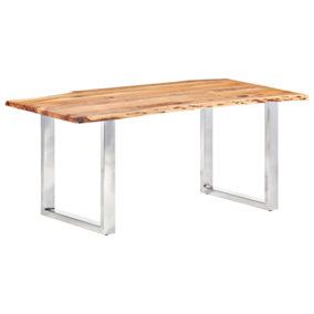 Berkfield Dining Table with Live Edges Solid Acacia Wood 200 cm 3.8 cm