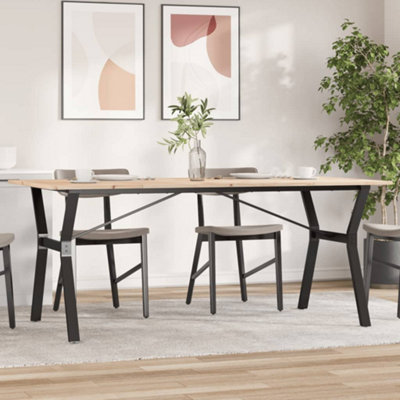 Berkfield Dining Table Y-Frame 180x90x75 cm Solid Wood Pine and Steel
