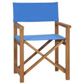 Berkfield Director's Chair Solid Teak Wood Blue