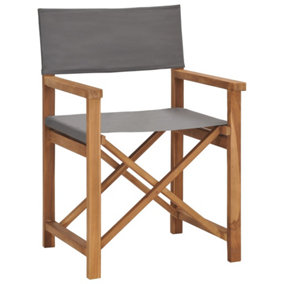 Berkfield Director's Chair Solid Teak Wood Grey