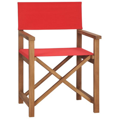 Berkfield Director's Chair Solid Teak Wood Red