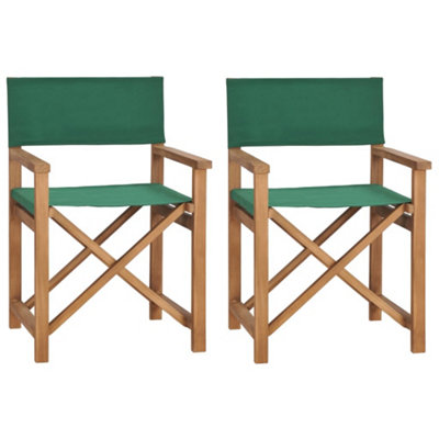 Berkfield Director's Chairs 2 pcs Solid Teak Wood Green