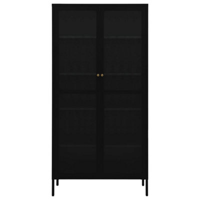 Berkfield Display Cabinet Black 90x40x180 cm Steel and Tempered Glass