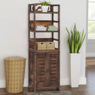 Dark wood store glass cabinet