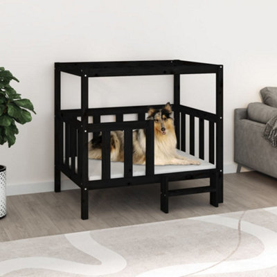 Berkfield Dog Bed Black 105.5 x 83.5 x 100 cm Solid Wood Pine Price Comparisons | Compare The Build