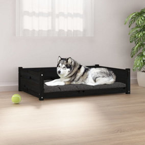 Berkfield Dog Bed Black 105.5x75.5x28 cm Solid Pine Wood