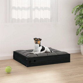 Berkfield Dog Bed Black 51.5x44x9 cm Solid Wood Pine
