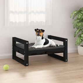 Berkfield Dog Bed Black 55.5x45.5x28 cm Solid Pine Wood