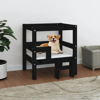 Berkfield Dog Bed Black 55.5x53.5x60 cm Solid Wood Pine Price Comparisons | Compare The Build
