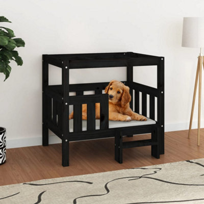 Berkfield Dog Bed Black 75.5x63.5x70 cm Solid Wood Pine Price Comparisons | Compare The Build