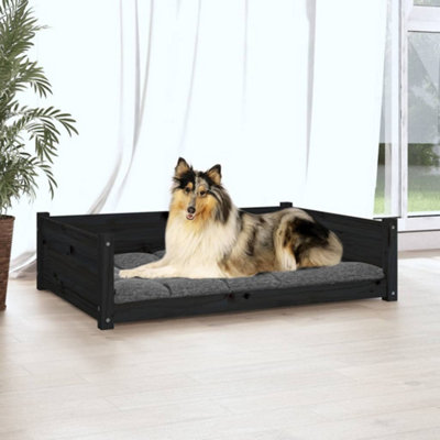 Berkfield Dog Bed Black 95.5x65.5x28 cm Solid Pine Wood Price Comparisons | Compare The Build