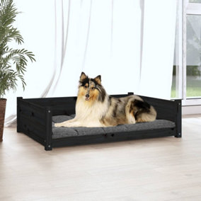 Berkfield Dog Bed Black 95.5x65.5x28 cm Solid Pine Wood
