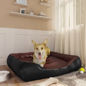 Berkfield Dog Bed Black and Brown 80x68x23 cm Faux Leather