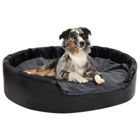 Berkfield Dog Bed Black and Dark Grey 99x89x21 cm Plush and Faux Leather