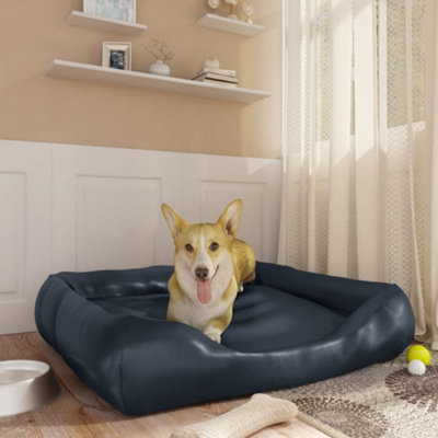 Berkfield Dog Bed Dark Blue 80x68x23 cm Faux Leather Price Comparisons | Compare The Build