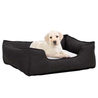 Berkfield Dog Bed Dark Grey and White 85.5x70x23 cm Linen Look Fleece Price Comparisons | Compare The Build