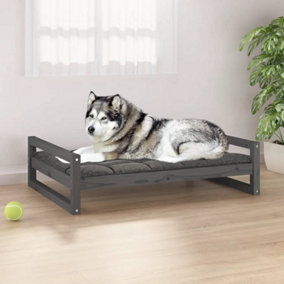Berkfield Dog Bed Grey 105.5x75.5x28 cm Solid Pine Wood