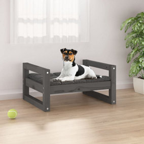 Berkfield Dog Bed Grey 55.5x45.5x28 cm Solid Pine Wood