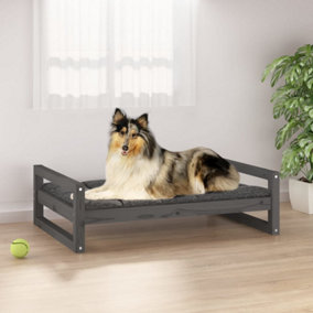 Berkfield Dog Bed Grey 95.5x65.5x28 cm Solid Pine Wood