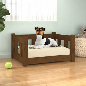 Berkfield Dog Bed Honey Brown 55.5x45.5x28 cm Solid Wood Pine