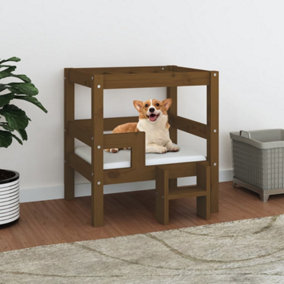 Berkfield Dog Bed Honey Brown 55.5x53.5x60 cm Solid Wood Pine
