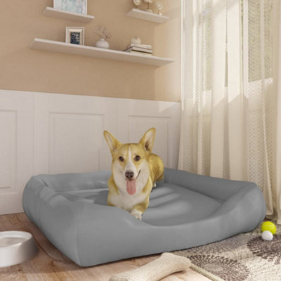 Grey leather dog bed sale