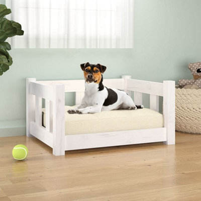 Berkfield Dog Bed White 55.5x45.5x28 cm Solid Wood Pine Price Comparisons | Compare The Build