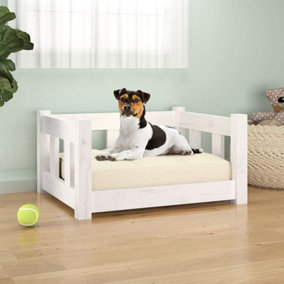 Berkfield Dog Bed White 55.5x45.5x28 cm Solid Wood Pine