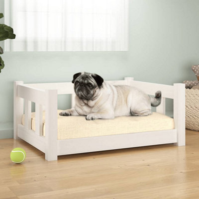 Berkfield Dog Bed White 65.5x50.5x28 cm Solid Wood Pine Price Comparisons | Compare The Build
