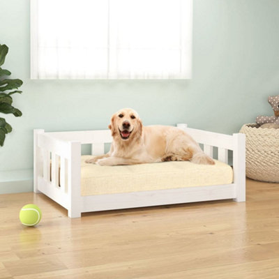 Berkfield Dog Bed White 75.5x55.5x28 cm Solid Wood Pine Price Comparisons | Compare The Build