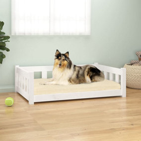 Berkfield Dog Bed White 95.5x65.5x28 cm Solid Wood Pine