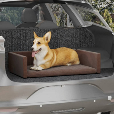 Berkfield Dog Car Boot Brown 70x45 cm Linen Look | DIY at B&Q