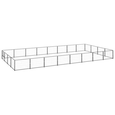 Berkfield Dog Kennel Black 32 m2 Steel Price Comparisons | Compare The Build