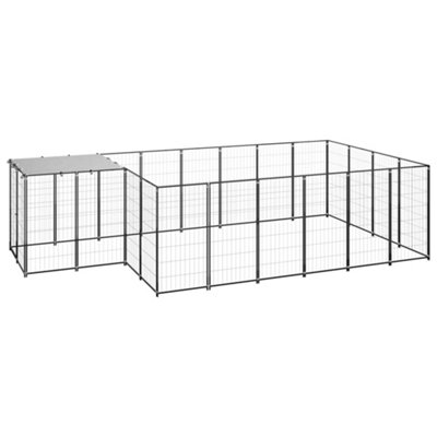Berkfield Dog Kennel Black 8.47 m2 Steel DIY at B&Q
